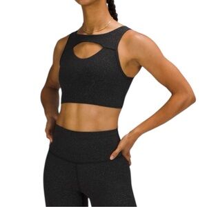 Lululemon Everlux Cut-Out Train Bra Medium Support B/C Cups Crunch Black Size 10